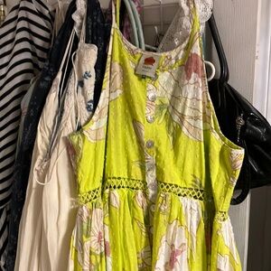 Farm Rio dress, chartreuse extra-large NWOT